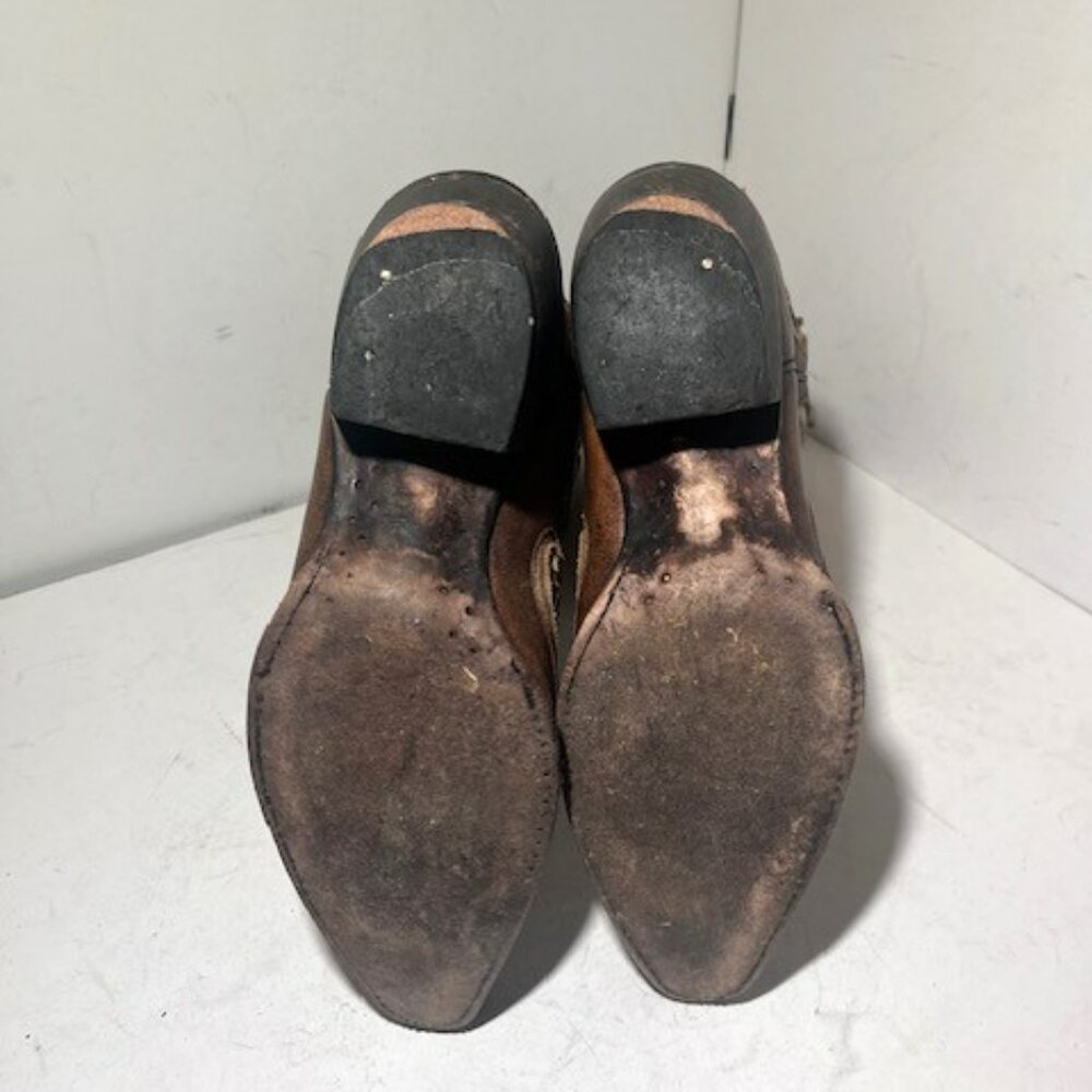 Tony Lama Brown and Cream Heeled Boots - Picture 5 of 11